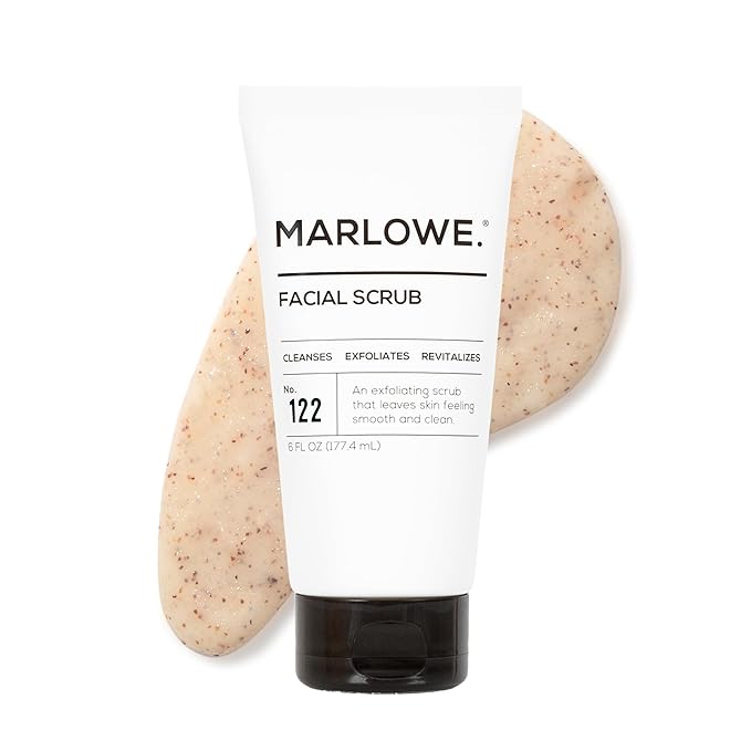 MARLOWE. Facial Scrub for Men, 6 oz, Exfoliating & Refreshing Gentle Face Exfoliator, Cleanses, Smooths, Revitalizes Skin, Clean Vegan Formula with Apricot Seed Powder & Pumice, Fresh Sage & Fir Scent