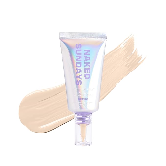 Naked Sundays BeautyScreen SPF 50 Foundation Tint – Tinted Sunscreen & Skincare Makeup with Zinc Oxide, Peptides, Niacinamide – Lightweight Natural Coverage,1 Fair Neutral, 1.01 oz