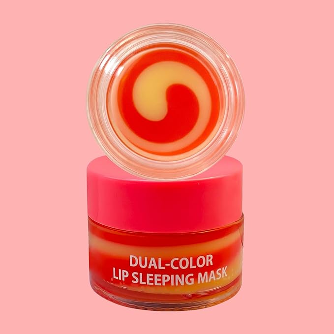 MOND'SUB Lip Sleeping Mask,Overnight Dry Damaged Lip Nourishment,Moisturizer for Plump, Smooth Lips,Hydrating Lip Balm Care with Fruit Extracts,Dual-Color Strawberry & Vitamin C