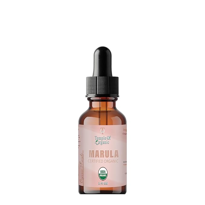 Organic Marula Oil - 1 oz Glass - USDA Certified Organic - Pure, Unrefined, Cold Pressed, Non-GMO, Vegan, Extra Virgin, Hydrating Carrier Oil for Skin, Hair, Body, Face, DIY - Temple of Organic