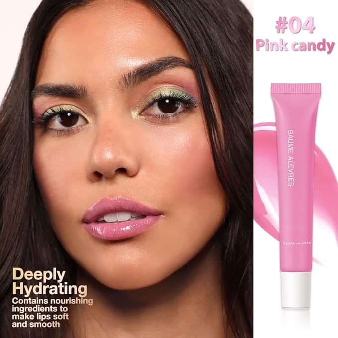 Butter Lip Balm – Ultra-Hydrating Lip Care with Shea Butter & Olive Oil, Soothes Dry Lips with Natural Tint & Gloss Effect, Lip Plumper Moisture & Light Lip Stain Finish #4 Pink Candy