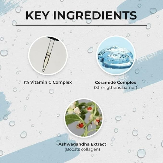 Dr Sheth Ceramide & Vitamin C, Oil Free, Lightweight Moisturizer to Hydrate & Brighten Skin with Vitamin C, Ceramide & Ashwagandha Daily Use Cream for Oily Skin, 50g, 1.76 Ounce