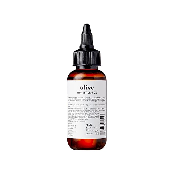Red by Kiss Professional 99.9% Natural Hair Oil, Organic Vegan Oil Blend for Shine & Hydration Hair, Biotin Infused, Moisturize Nourish & Smooth Hair (Olive, 2.5 Fl Oz)