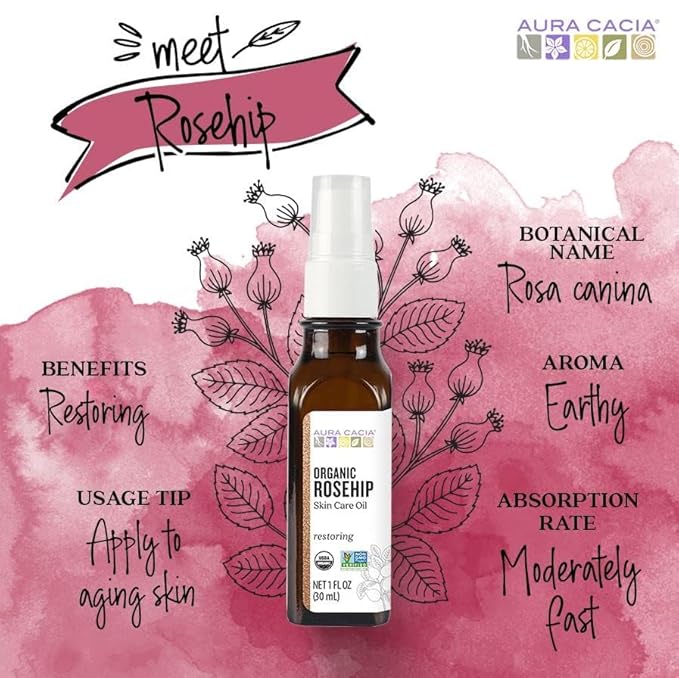 Aura Cacia Organics Skin Care Oil Og2 Rosehip 1 Fz