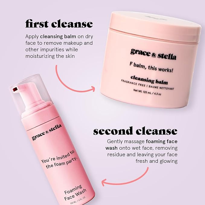grace & stella Award Winning Travel Face Wash (60ml) Hydrating & Gentle Foaming Facial Cleanser with Hyaluronic Acid, Rose Water, Aloe Vera - Moisturizing Cleansing Foam for Normal to Very Dry Skin