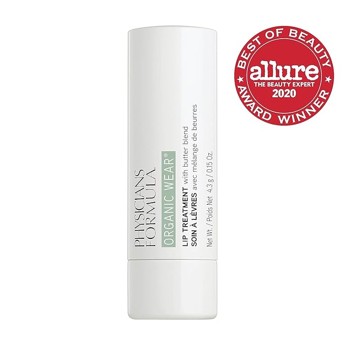 Physicians Formula Organic Wear Lip Balm Treatment, Ultra-Nourishing Shea Butter & Coconut Oil Infused, Hydrating & Conditioning for Smooth, Supple Lips, Cruelty Free (Pack of 2)