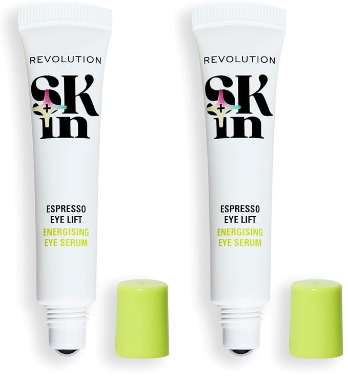 Revolution Skin, Espresso Eye Lift 5% Caffeine Energizing Eye Serum, Helps Dark Circles & Puffiness with Hyaluronic Acid & Caffeine, Vegan & Cruelty-Free, 0.5 fl oz (Pack of 2)