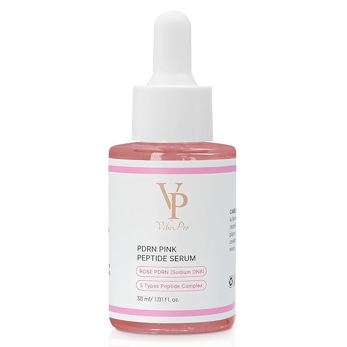 VP VibePro PDRN Pink Peptide Serum, Hydrating Facial Serum with Rose PDRN (Sodium DNA), 5-Type Peptide Complex & Hyaluronic Acid, Brightening & Firm-Looking, Korean Skincare, 30 ml