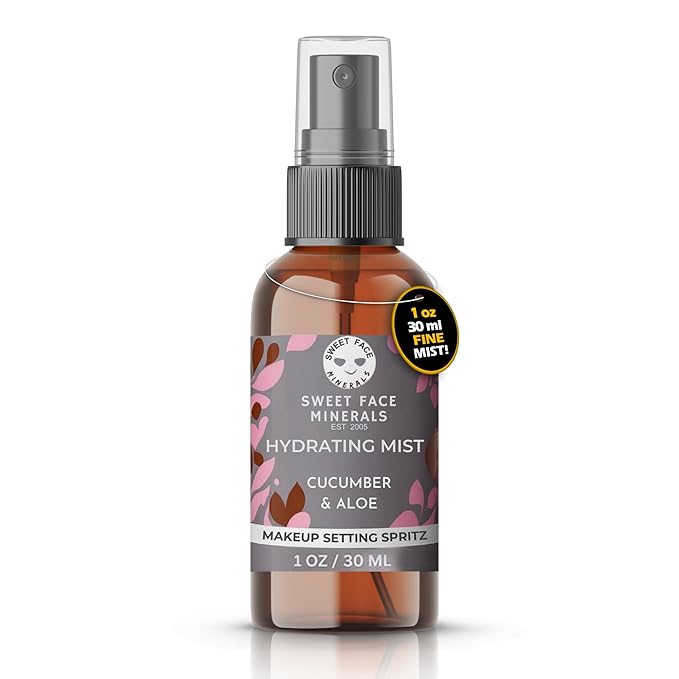 Sweet Face Minerals HYDRATING MIST Aloe & Cucumber (1 Ounce) Mineral Makeup Setting Mist Vegan Facial Moisturizer Spritz