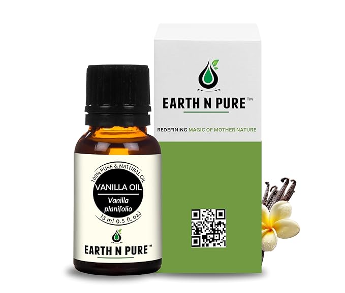 Earth N Pure Vanilla Essential Oil Natural & Therapeutic Grade | for Skin, Face, Hair, Candle, Diffuser and Home Fragrance 15 ML
