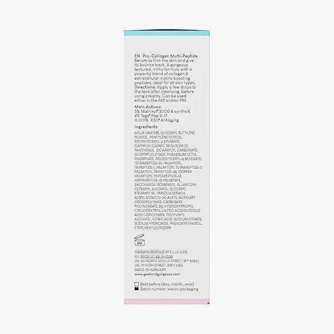 Geek & Gorgeous – Power Peptides – Milky Serum with Multi-Peptides – For Smoother, Firmer-Looking Skin and Improved Elasticity – Suitable for All Skin Types – 1 oz