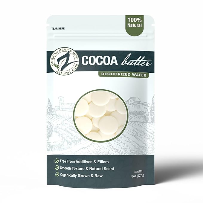 Zatural Raw Cocoa Butter Wafers Deodorized – 100% Pure Food-Grade Prime-Pressed Cocoa Butter, Neutral Scent, for DIY Lotion Lip Balm Soap Chocolate & Candles (8 Ounce)