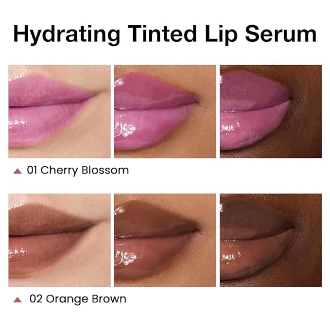 FeiCuiYun 2Pcs Lip Tinted Glowy Balm Hydrating Tinted Lip Serum Lip Gloss, Ultra-Hydrating Natural Vegan Lip Balm, Sheer-Tinted Shine & Hydration, Soothes & Softens Dry Lips Skincare 01+02