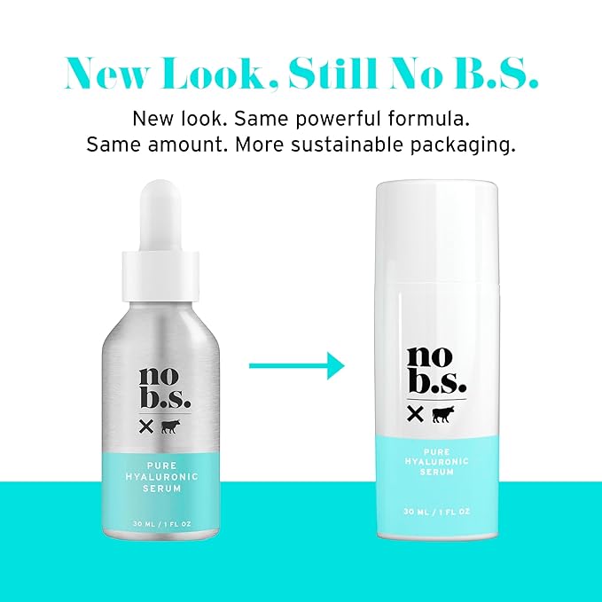 No B.S. (No Bad Stuff) Pure Hyaluronic Acid Serum For Face, Fine Lines & Wrinkles Serum, for All Skin Types, Clean Ingredients, Skin Care for Women & Men, Vegan, Travel Size, Unscented 1 FL Oz