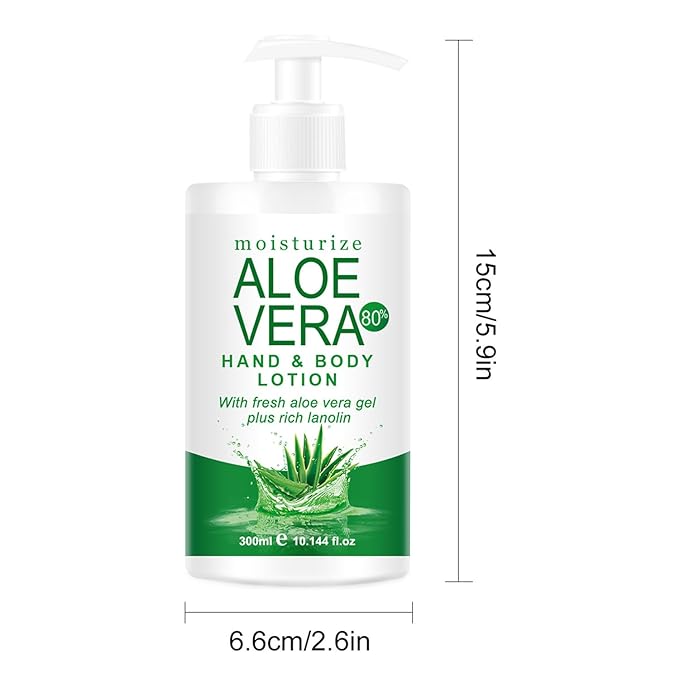 Organic Aloe Vera Gel for Face & Body, 10.14 Fl Oz Soothing & Hydrating Lotion, 80% Pure Aloe Gel Organic Moisturizer for Dry Skin, Lightweight Non-Greasy Formula