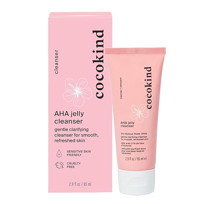 Cocokind AHA Jelly Cleanser, Gentle Face Wash and AHA BHA Cleanser with Hyaluronic Acid, Exfoliating Face Wash for Oily Skin