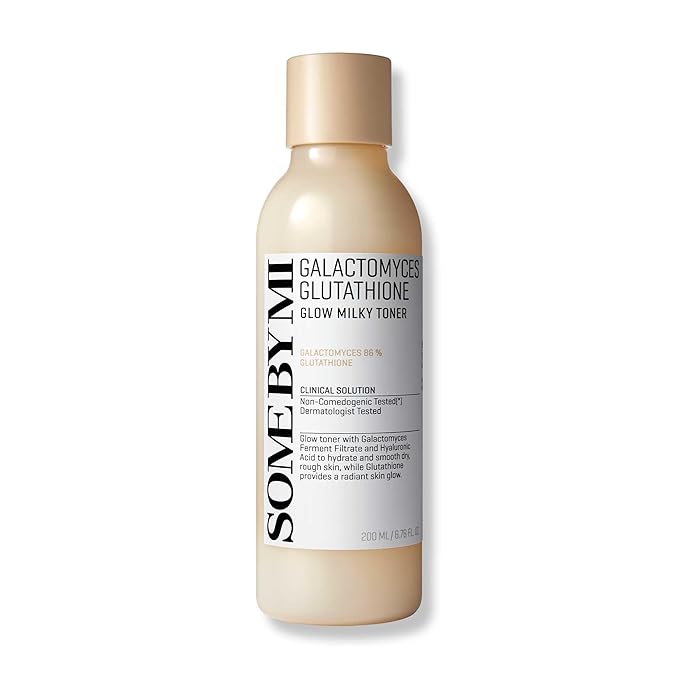 SOME BY MI Galactomyces Glutathione Glow Milky Toner - 6.76Oz, 200ml - Hydrating Korean Milky and Rice Toner with Glutathione & Vitamin C for Smooth, Radiant Skin - Korean Skin Care