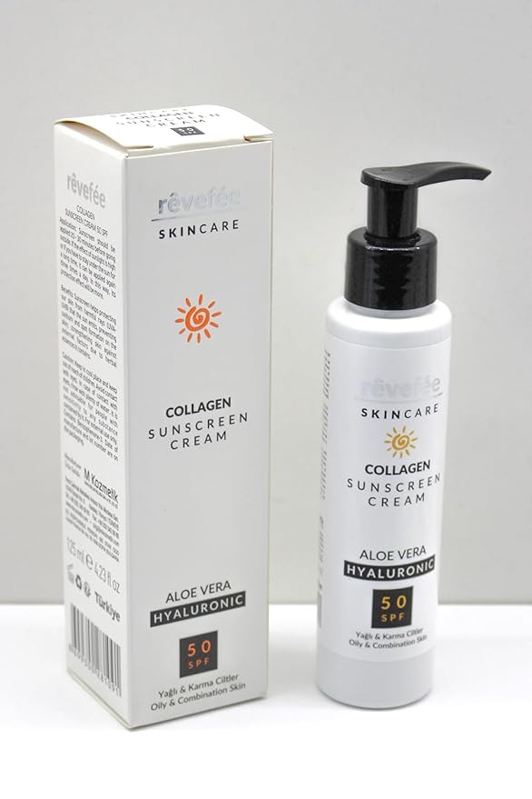 Aloe Vera, Collagen, Hyaluronic, Zinc Oxide, for oily and combination skin Sunscreen Cream, Water Resistant, Ultra-Violet Protection, Broad Spectrum SPF 50 Face and Body Lotion 4.23 fl. Oz.
