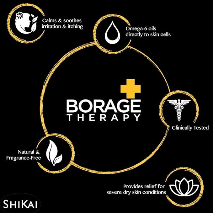 ShiKai Borage Therapy Dry Skin Lotion Body Moisturizer (8 oz) Unscented Skincare | Hydrating Lotion for Dry Hands & Body | With Oatmeal & Shea butter
