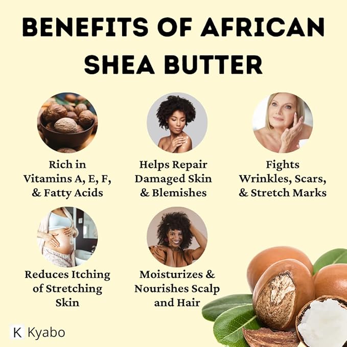 Kyabo New Pure African White Ivory Shea Butter 5Lbs Premium 100% Natural Virgin RAW Organic Grade A Unrefined Ghana Skin Beauty Care Face Body Hair Scalp Non GMO Natural Karite Organics