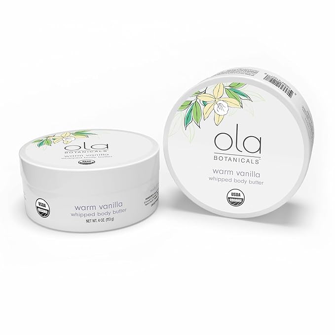 Dr. Mercola Ola Botanical Warm Vanilla Whipped Body Butter, 4 Oz. (113 g), Deeply Hydrate & Nourish, Organic Shea Butter, USDA Organic, Non-GMO