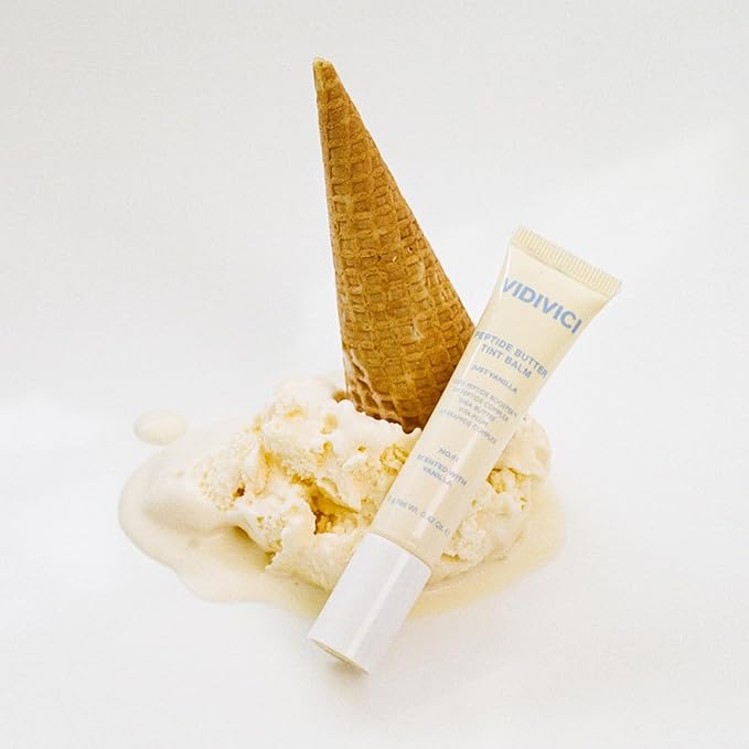 VIDIVICI Peptide Butter Tint Balm | 10 Color Variants, Moisturizing Lip Tint with Melting Peptide Complex™ & Sheer Tinted Glow - 01 JUST VANILLA (12g, 0.42Oz)