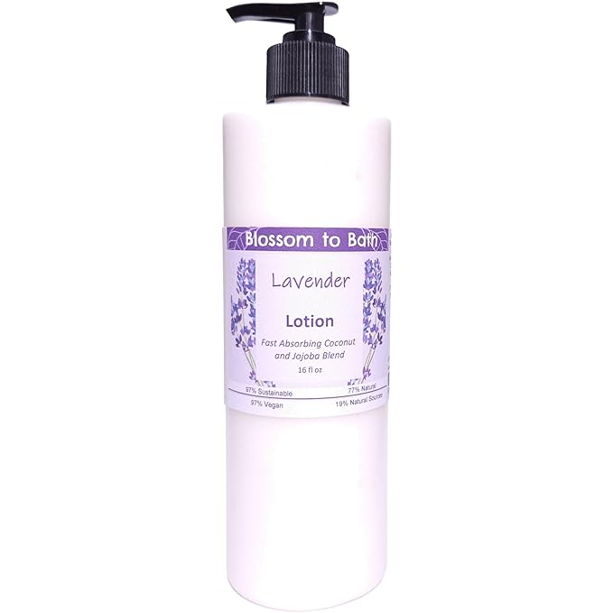 Blossom to Bath Lavender Lotion (16 ounce) - Pure Essential Oil Fragrance - Absorbs Quickly with a Relaxing Comforting Scent