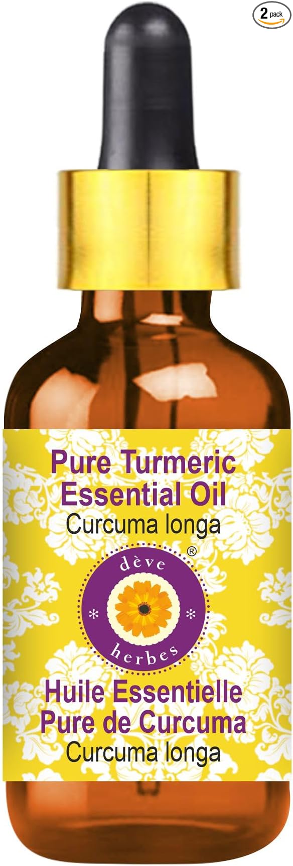 Deve Herbes Pure Turmeric Essential Oil (Curcuma Longa) with Glass Dropper Steam Distilled 100ml (3.38 oz)