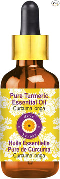 Deve Herbes Pure Turmeric Essential Oil (Curcuma Longa) with Glass Dropper Steam Distilled 100ml (3.38 oz)