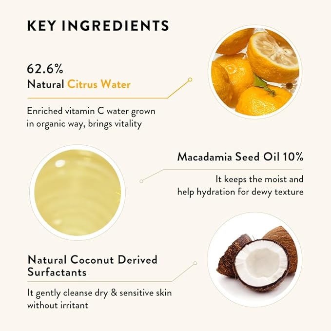 SIORIS Vegan Milk Cleanser, Hydrating Face Wash with Natural Citrus Water, Macadamia Seed Oil, Gentle Daily Facial Cleanser for Dry & Sensitive Skin, Korean Skincare – Original, 6.76 fl oz