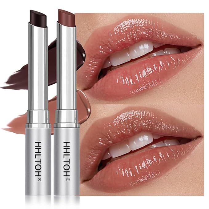 Honey Tinted Lip Balm Lipstick Set of 2, Nude + Black, Sheer Hydrating & Lightly Tinted Lip Color, Moisturizing Nourishing Lip Balm with Natural Black Cherry Tint, For All Skin Tones