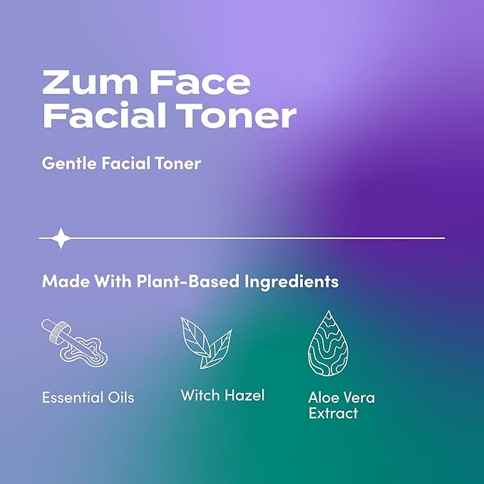 Indigo Wild Zum Face Gentle Facial Toner - Natural Face Toner for Women & Men - Soothing Toner with Witch Hazel - Lemon & Geranium Scent - 4 fl oz