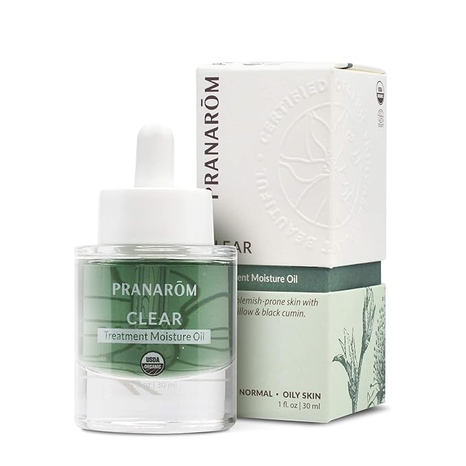 Pranarom - Clear Treatment Moisture Oil 1oz - For Oily & Blemish-Prone Skin - Hydrating Facial Oil - Balances Skin - Includes Organic Essential Oils