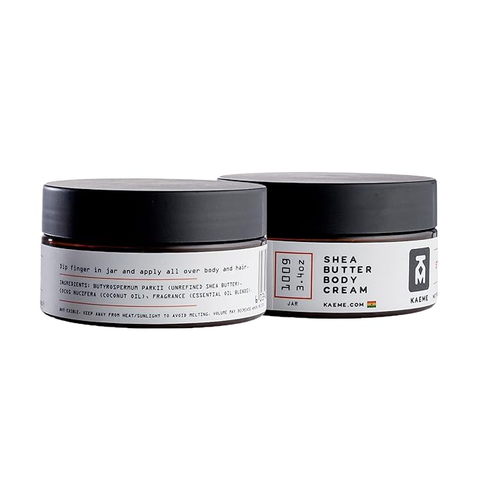 Kaeme.com Eternal Non-Greasy Whipped Shea Body Butter For Face, Body, Hair-Made With 100% Organic Raw Unrefined Shea & Coconut Oil, Deep Hydration for Dry, Sensitive Skin, Eczema Relief-3.4oz/100g Jar
