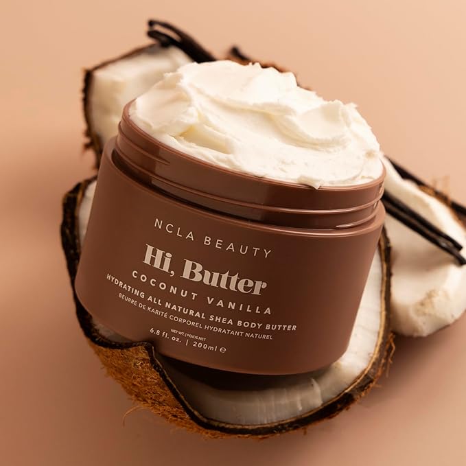 NCLA - Hi, Butter Natural Shea Body Butter | Vegan, Cruelty-Free, Clean Skincare (Coconut, 6.8 oz | 200 ml)