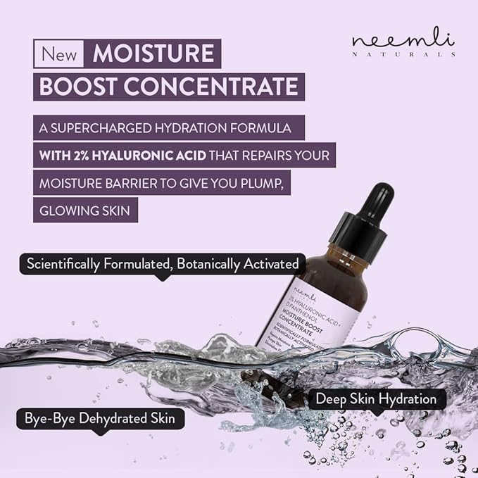 Neemli Naturals 2% Hyaluronic Acid + D Panthenol Moisture Boost Concentrate Face Serum for Intense Hydration, Plump & Glowing Skin | Suits All Skin Types, 30ml (Pack of 1)