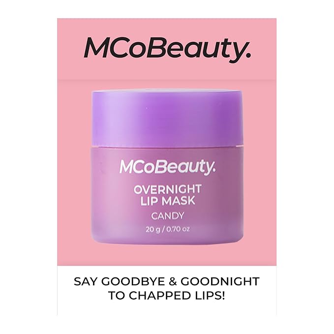 MCoBeauty Double Duty Lip Mask Candy - Hydrating Lip Balm with Coconut Oil Vitamin E Hyaluronic Acid - Overnight Lip Mask Treatment for Dry Lips - Tinted Lip Care, Vegan Cruelty Free - 15g