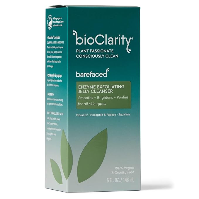BioClarity Exfoliating Jelly Cleanser, Gentle Exfoliation With Pineapple & Papaya, 100% Vegan, Cruelty-Free, Suitable for All Skin Types, Hydrating & Refreshing Formula for Everyday Use