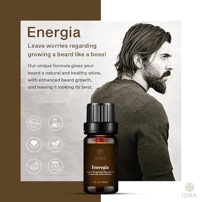 IDRA Energia Wellness Beard Oil for Men Beard care oil with Eucalyptus, Citrus, and Musk 100% Natural 30 mL