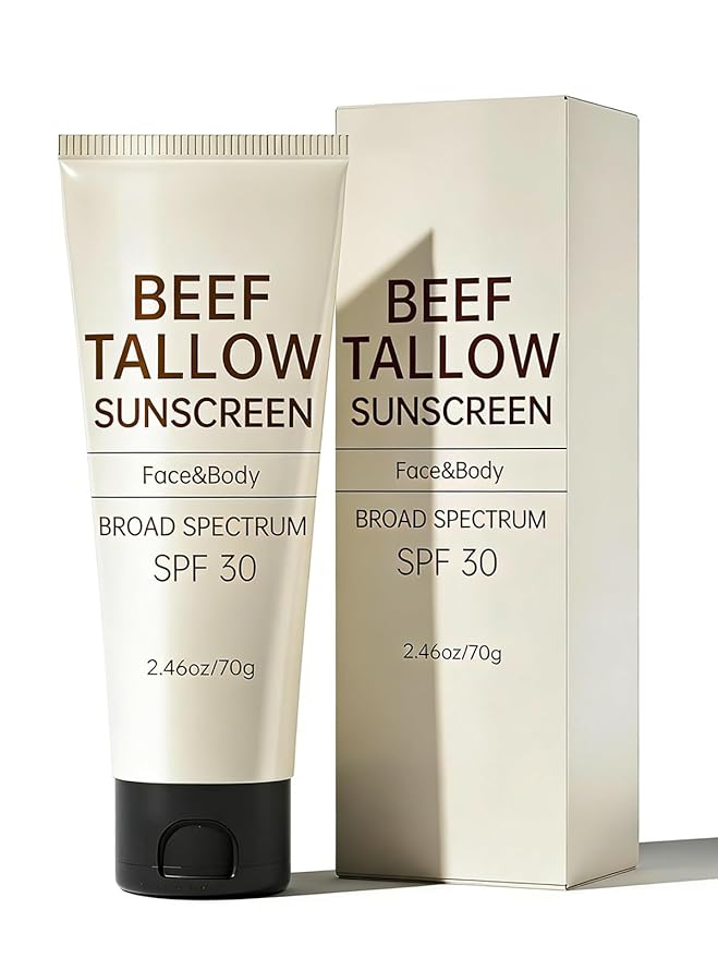 Tallow Sunscreen, Sunscreen for Face, SPF30 Natural Reef Safe Face Body Beef Tallow Sunblock, Non Greasy Clean Travel Sun Screen Sunblock for Summer Outdoor Travel, 2.46 OZ