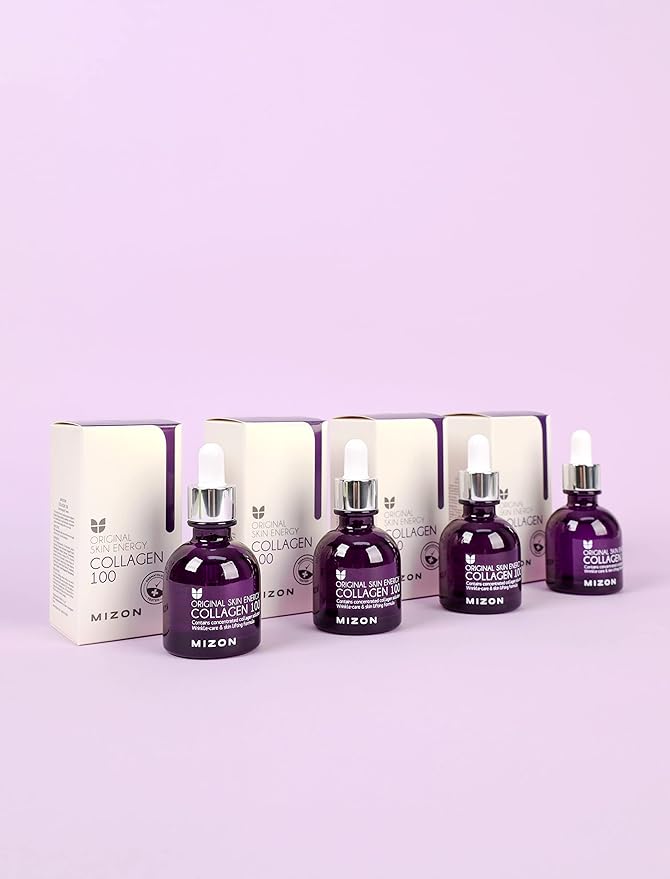 MIZON Marine Collagen 100 Ampoule Serum Korean Collagen Peptide Serum for Firming Skin Wrinkles Hydrating Anti Aging K-Beauty Serum with Adenosine Panthenol & Centella (1.01 fl oz)