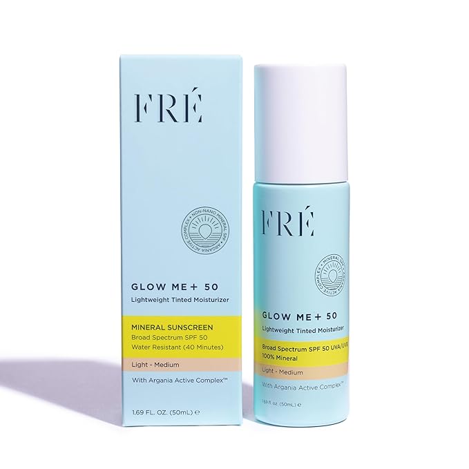 FRÉ Lightweight Tinted Moisturizer | Mineral Face Sunscreen, Sunscreen Makeup & BB Cream SPF | Light-Medium, 1.69 oz