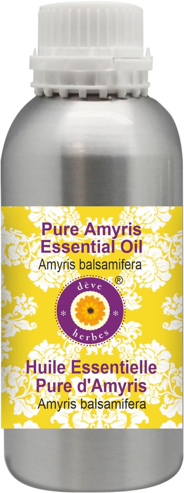 Deve Herbes Pure Amyris Essential Oil (Amyris balsamifera) Steam Distilled 630ml (21 oz)