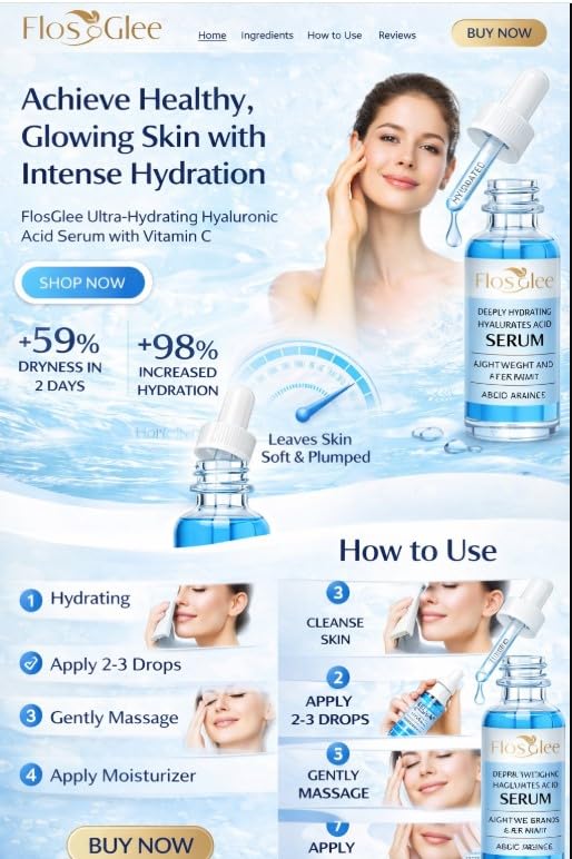 Hyaluronic Acid Face Serum with Vitamin C – Hydrating & Lightweight Moisturizer for Dry Skin, Anti Aging & Skin Brightening Serum for Women & Men – Daily Skincare 30ml