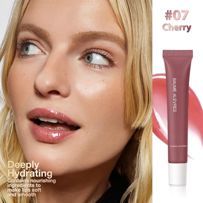 Butter Lip Balm – Ultra-Hydrating Lip Care with Shea Butter & Olive Oil, Soothes Dry Lips with Natural Tint & Gloss Effect,Lip Plumper Moisture & Light Lip Stain Finish #7 Cherry