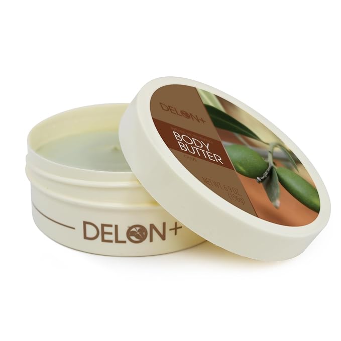 DELON Intense Moisturizing Body Butter, Olive with Olive Oil & Vitamin E, 6.9 oz