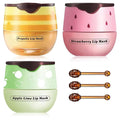 Lip Balm Sleeping Lip Mask, Long-Lasting Nourishing & Moisturizing Lip Night Care Lip Anti-chapped Lip Cream Lip Skin Care (Strawberry & Bee & Apple)