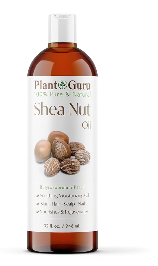 Plant Guru African Shea Nut Butter Oil 32 fl. oz. 100% Pure Natural Skin, Face, Hair Growth And Moisturizer. DIY Body Butters, Lotions, Creams, Lip Balm And Soap Making.