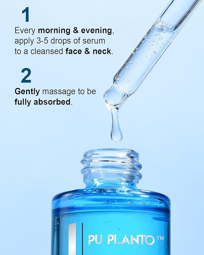 PU PLANTO B5 Hyaluronic Acid Serum for Face 2oz - Triple Pure Hyaluronic Acid 2% with Vitamin B5, Anti-aging Facial Serum for Fine Lines & Wrinkles, Hydrating Serum Dry Skin Moisturizer Fragrance Free