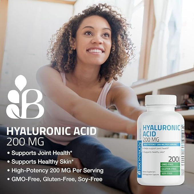 Bronson Hyaluronic Acid 200 MG High Potency Joint Health & Healthy Skin Support, Non-GMO, 100 Vegetarian Capsules